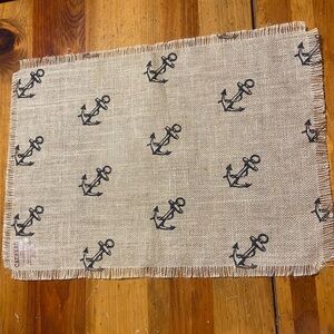 Caravan Nautical Anchor Printed Burlap Placemats (4) - Natural and Navy